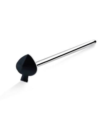 Black Spade Silver Straight Nose Stud NSKA-355CL